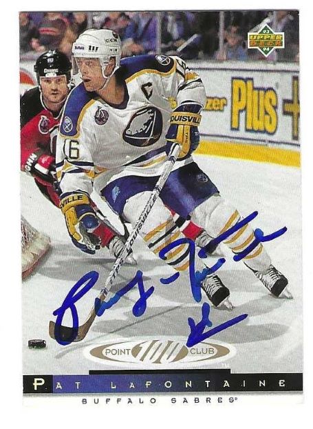 Autographed PAT LAFONTAINE Buffalo Sabres 1993-94 Upper Deck card #221