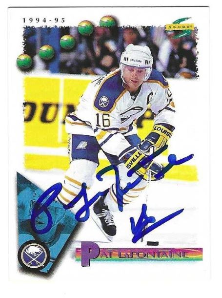 Autographed PAT LAFONTAINE 1994-95 Score #2 Buffalo Sabres card