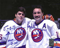 Autographed PAT LAFONTAINE "HOF 2003" and BRYAN TROTTIER "HOF 99" 8X10 New York Islanders Photo JSA