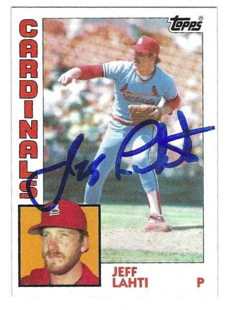 Autographed JEFF LAHTI St. Louis Cardinals 1984 Topps Card