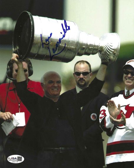 Autographed LOU LAMORIELLO 8X10 New Jersey Devils Photo JSA
