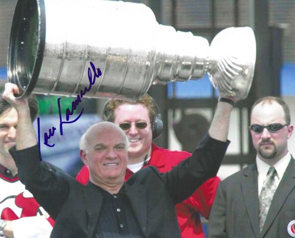 Autographed LOU LAMORIELLO 8X10 New Jersey Devils Photo