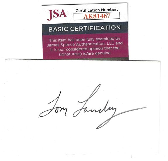 Autographed TOM LANDRY 3x5 INDEX CARD JSA