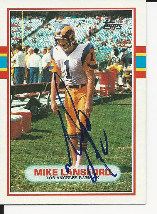 Autographed 1989 Topps Mike Lansford Football card