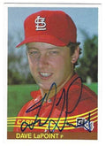 Autographed DAVE LAPOINT St. Louis Cardinals 1984 Donruss Card