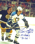 Autographed PIERRE LAROUCHE "53 Goals 75-76" 8X10 Pittsburgh Penguins Photo