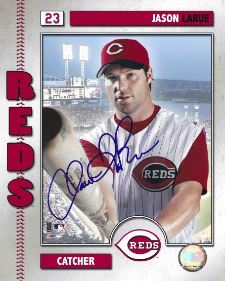 AUTOGRAPHED JASON LaRUE 8x10 Cincinnati Reds Photo