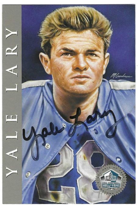 Autographed Yale Lary Detroit Lions Ron Mix Hall of Fame Card with COA
