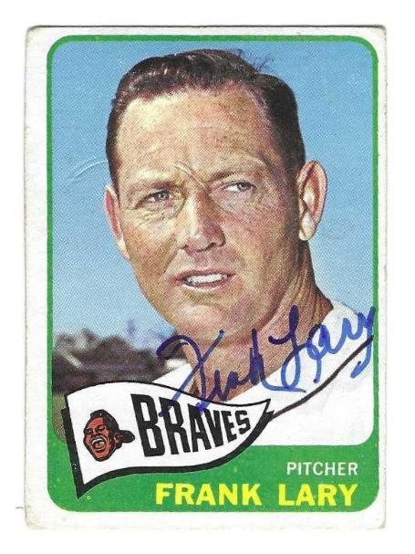Autographed FRANK LARY Milwaukee Braves 1965 Topps Card