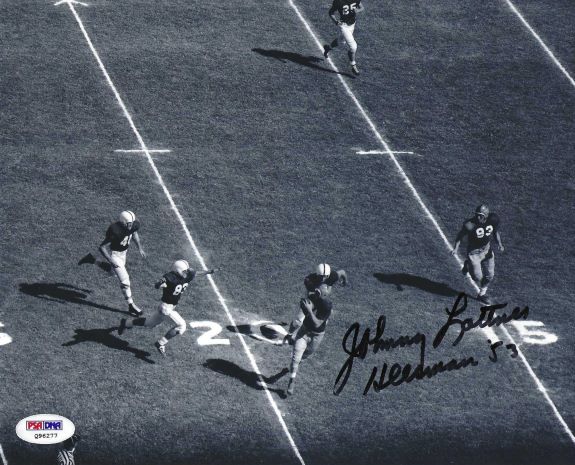 Autographed JOHNNY LATTNER 8X10 NOTRE DAME UNIVERSITY photo