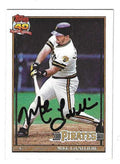 Autographed MIKE LAVALLIERE Pittsburgh Pirates 1991 Topps Card