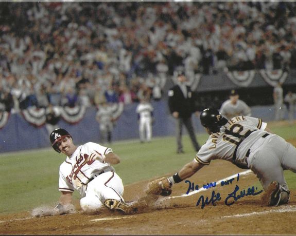 Autographed MIKE LAVALLIERE "He Was Out" 8X10 Pittsburgh Pirates Photo