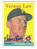 Autographed VERN LAW Pittsburgh Pirates 1958 Topps Card
