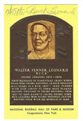 Autographed Walter "Buck" Leonard Hall of Fame Gold Plaque Postcard