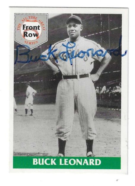 Autographed BUCK LEONARD Homestead Grays 1992 Front Row Card