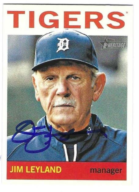 Autographed JIM LEYLAND Detroit Tigers 2013 Topps Heritage Card