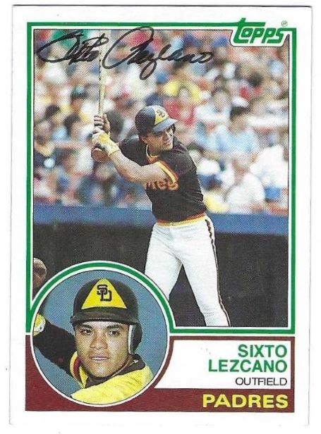 Autographed SIXTO LEZCANO San Diego Padres 1983 Topps Card