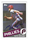 Autographed SIXTO LEZCANO Philadelphia Phillies 1985 Topps Card