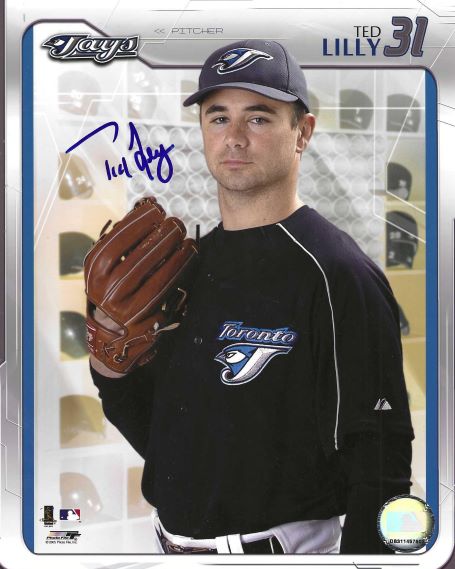 Autographed TED LILLY 8X10 Toronto Blue Jays Photo
