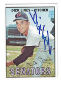 Autographed DICK LINES Washington Senators 1967 Topps Card