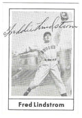 Autographed FREDDIE LINDSTROM 1978 Grand Slam Card