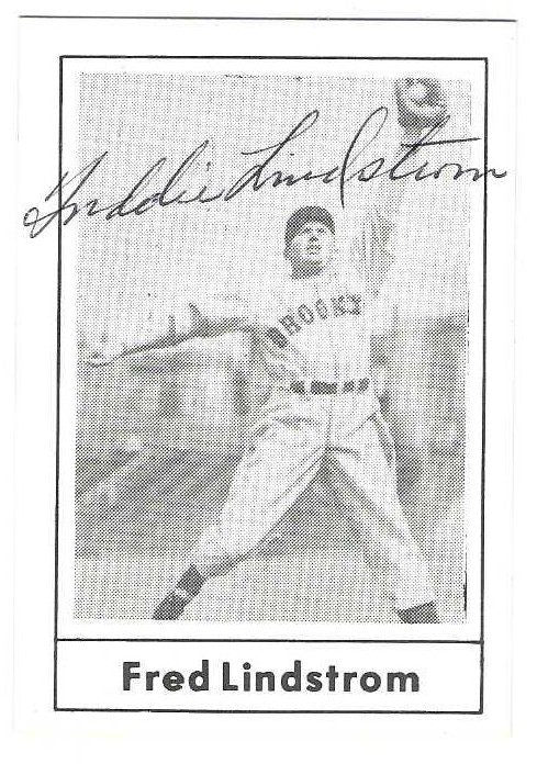 Autographed FREDDIE LINDSTROM 1978 Grand Slam Card