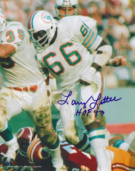 Autographed Larry Little "HOF 93" Miami Dolphins 8x10 Photo with MLA COA