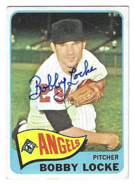 Autographed Bobby Locke California Angels 1965 Topps Card
