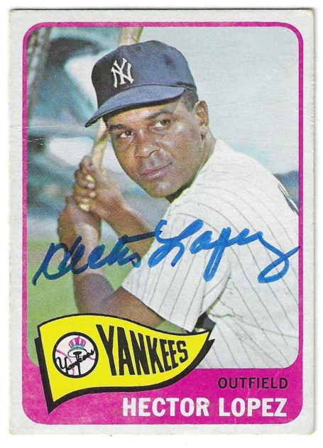 Autographed HECTOR LOPEZ New York Yankees 1965 Topps Card