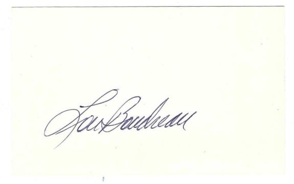 AUTOGRAPHED SIGNED LOU BOUDREAU 3x5 Index card