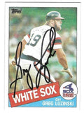 Autographed GREG LUZINSKI Chicago White Sox 1985 Topps Card