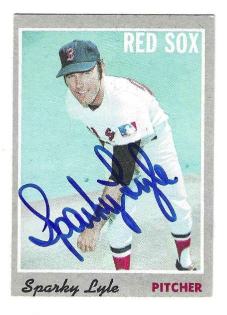 Autographed SPARKY LYLE Boston Red Sox 1970 Topps Card