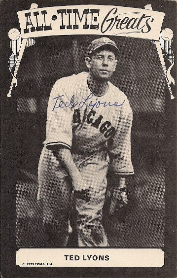 Autographed TED LYONS 1973 TCMA Post Card