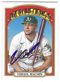Autographed VIMAEL MACHIN Oakland A's 2021 Topps Heritage Card #502