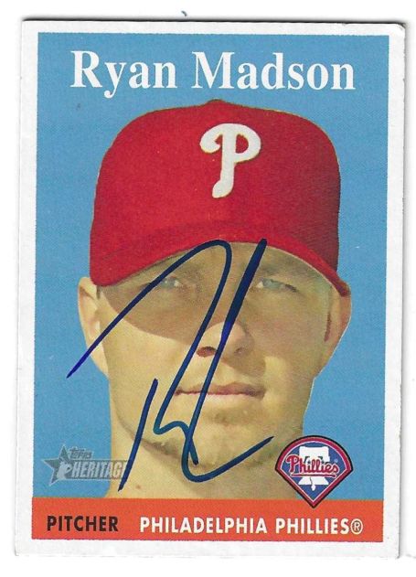 Autographed RYAN MADSON Philadelphia Phillies 2007 Topps Heritage card