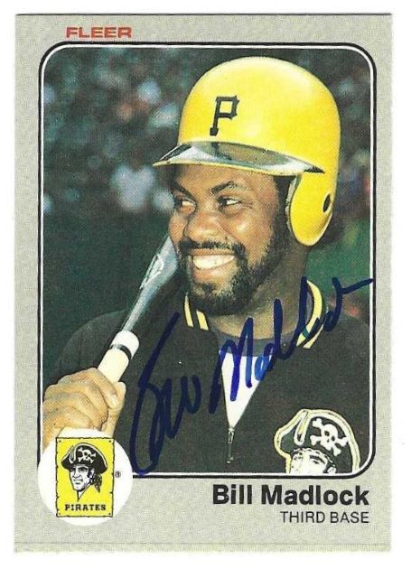 Autographed BILL MADLOCK Pittsburgh Pirates 1983 Fleer Card
