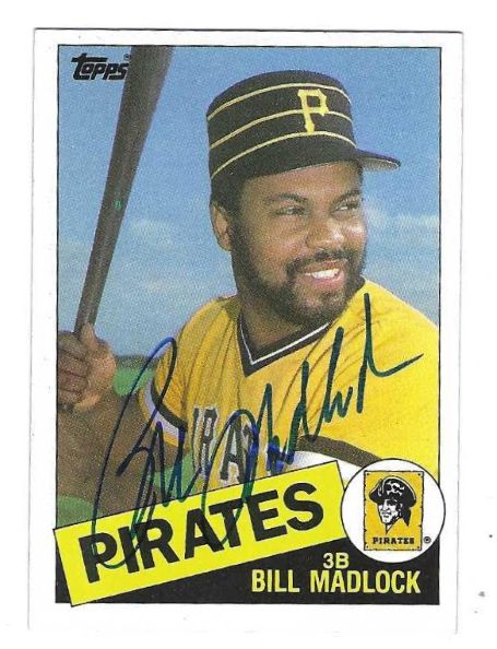 Autographed  BILL MADLOCK Pittsburgh Pirates 1985 Topps Card
