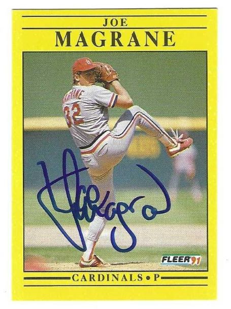 JOE MAGRANE St. Louis Cardinals Autographed 1991 Fleer Card
