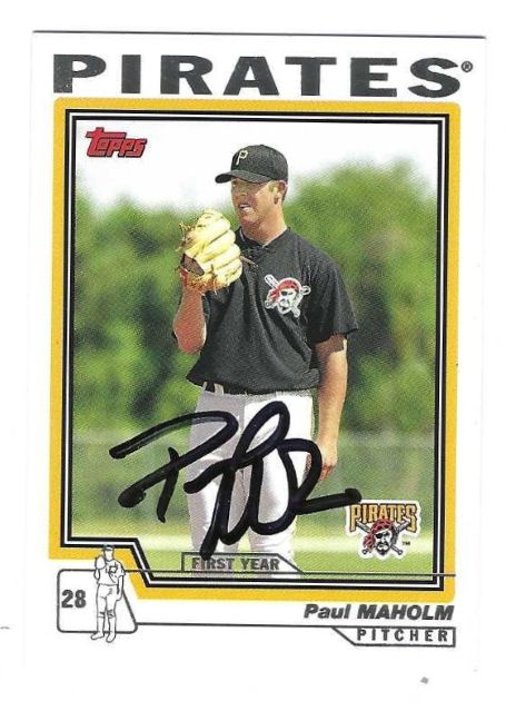 Autographed PAUL MAHOLM Pittsburgh Pirates 2004 Topps Card