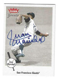 Autographed JUAN MARICHAL San Francisco Giants 2002 Fleer Greats of the Game Card