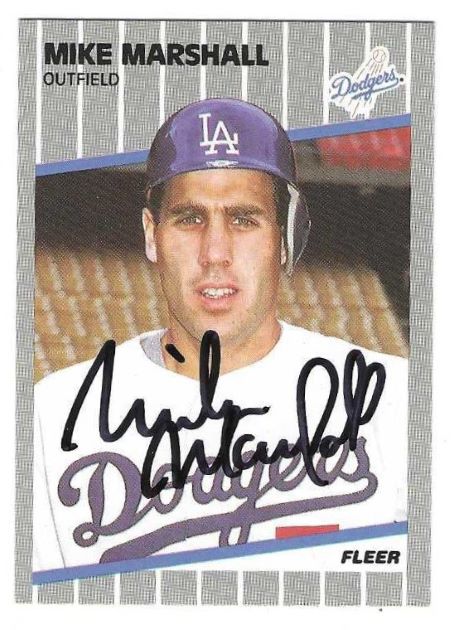 Autographed MIKE MARSHALL Los Angeles Dodgers 1989 Fleer Card