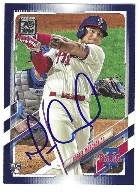Autographed RAFAEL MARCHAN Philadelphia Phillies 2021 Topps Royal Blue Card