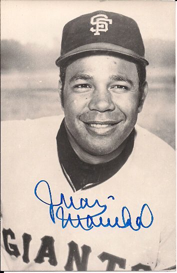 Autographed JUAN MARICHAL BW Rowe Post Card
