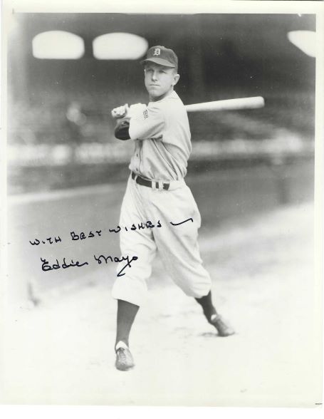 AUTOGRAPHED EDDIE MAYO 8x10 Detroit Tigers Photo