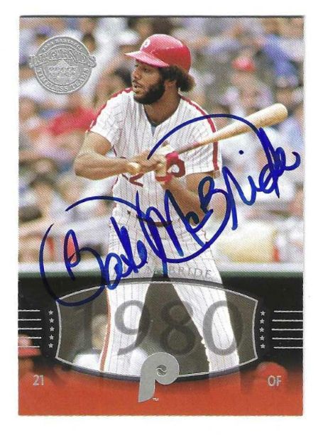 Autographed BAKE MCBRIDE Philadelphia Phillies 2004 Upper Deck Timeless Teams Card