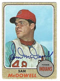 Autographed SAM MCDOWELL Cleveland Indians 1968 Topps Card