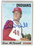 Autographed SAM MCDOWELL Cleveland Indians 1970 Topps Card