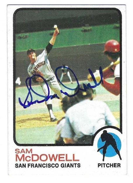 Autographed SAM MCDOWELL San Francisco Giants 1973 Topps card #511