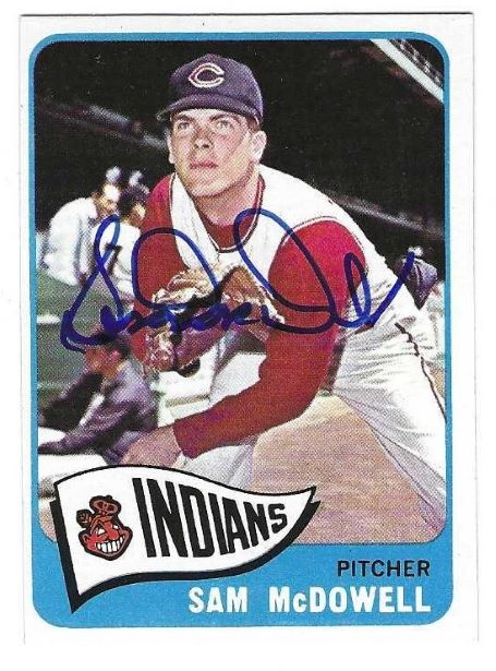 Autographed SAM MCDOWELL Cleveland Indians 1965 Topps Card