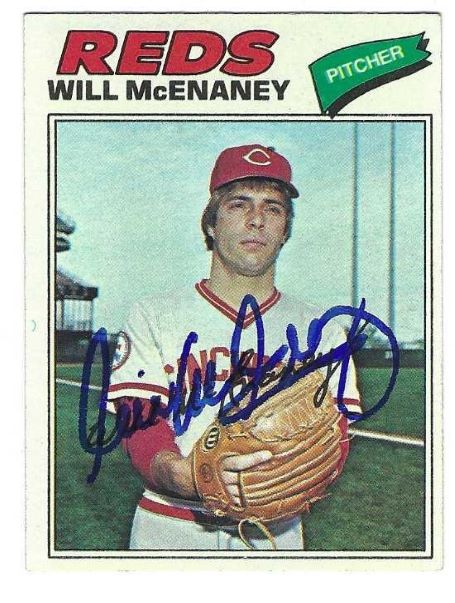 Autographed WILL MCENANEY Cincinnati Reds 1977 Topps Card